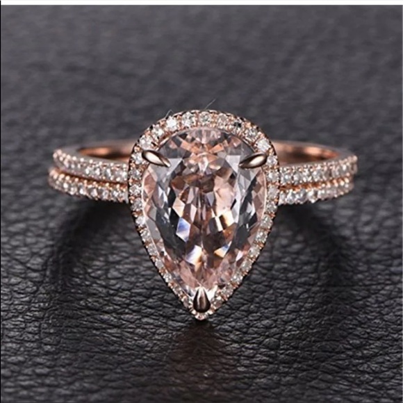 2PC engagement bridal pear shape ring size 7 - Picture 2 of 3